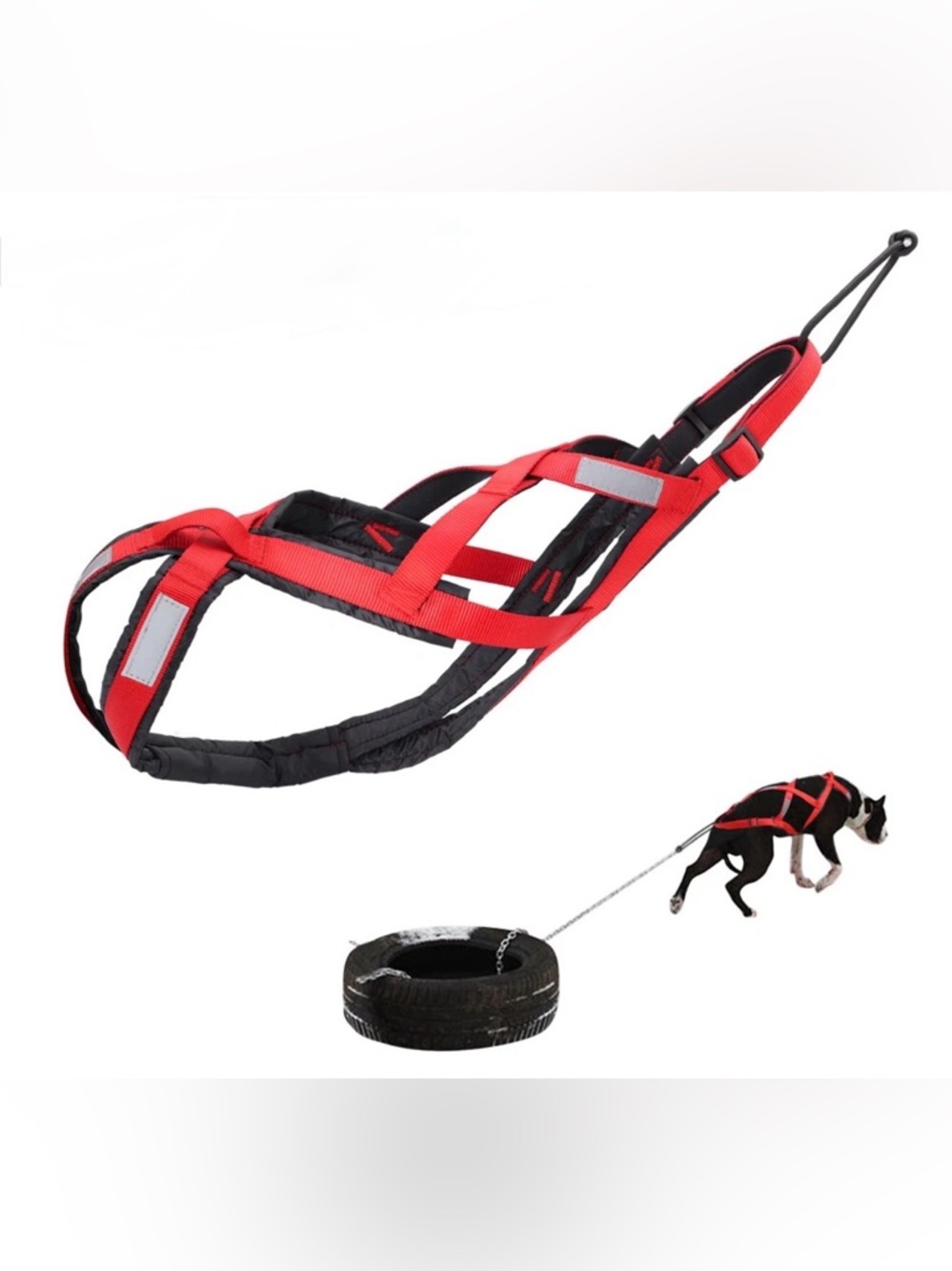 Red and Black Heavy-Duty Dog Sled Pulling Harness sz L